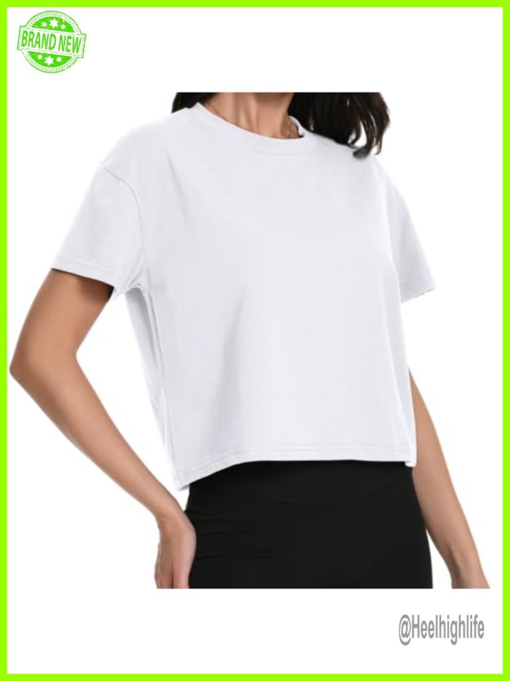 Oversized Cotton Crop Top Boxy Short Sleeve Workout Yoga Athletic Tee